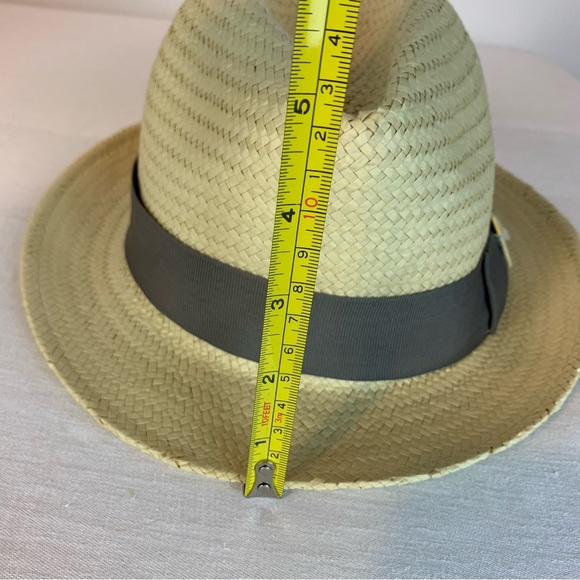 C.C. Exclusive Fedora Paper Hat with Grey Bow and Gold Logo - Picture 8 of 9